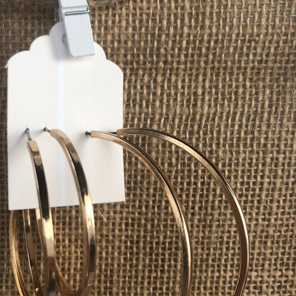 Gold Coloured Hoop Set - Picture 2 of 3